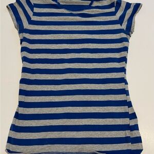 GAP Kids Blue and Gray Striped Tee